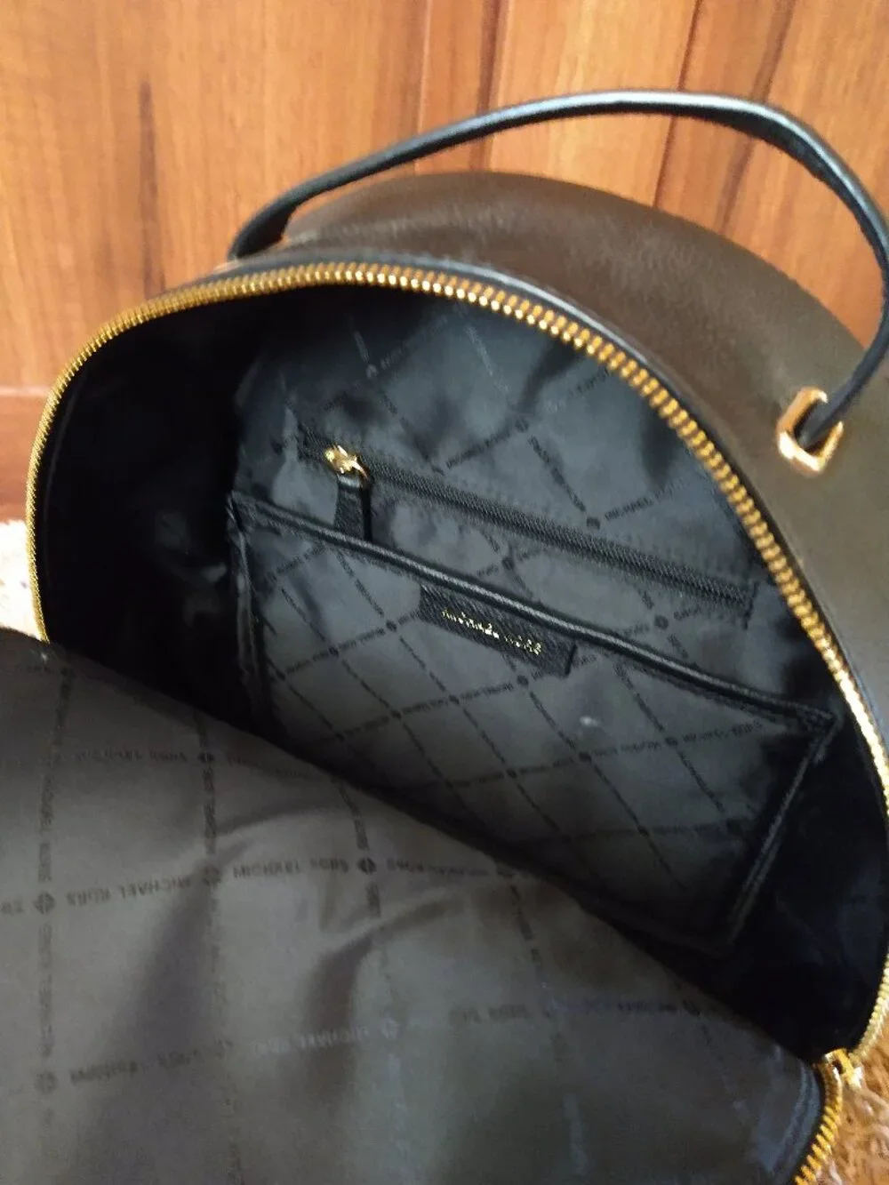 Michael Kors Black Leather Backpack Gold Hardware